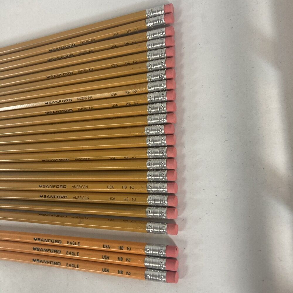 Vintage Sanford #2 Yellow Pencils Lot of 20 Unused USA with Bamboo Tray Holder - Picture 8 of 9